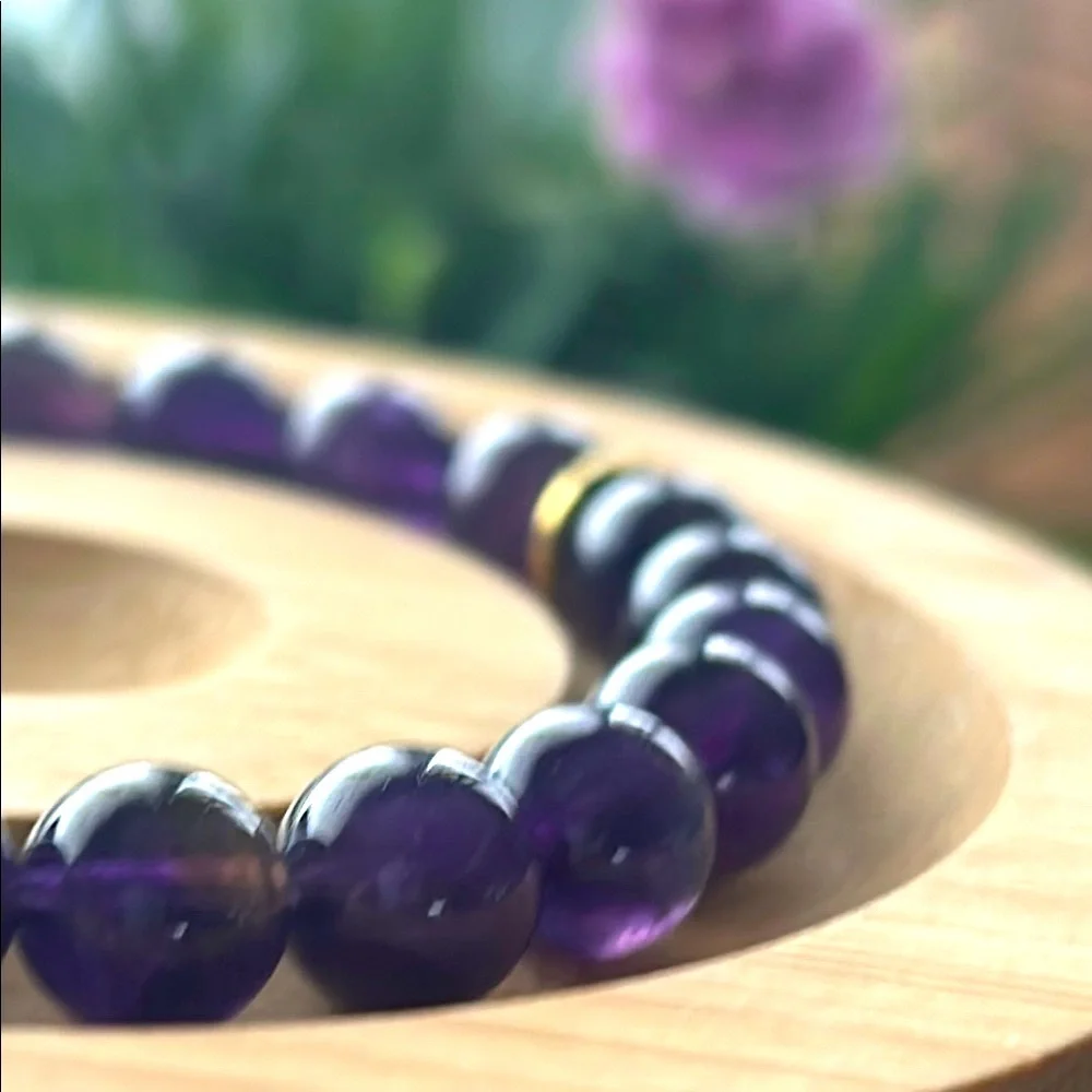 Handmade Amethyst Crystal Beaded Bracelet